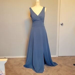 David's Bridal Elegant Blue Evening Gown, Size 6